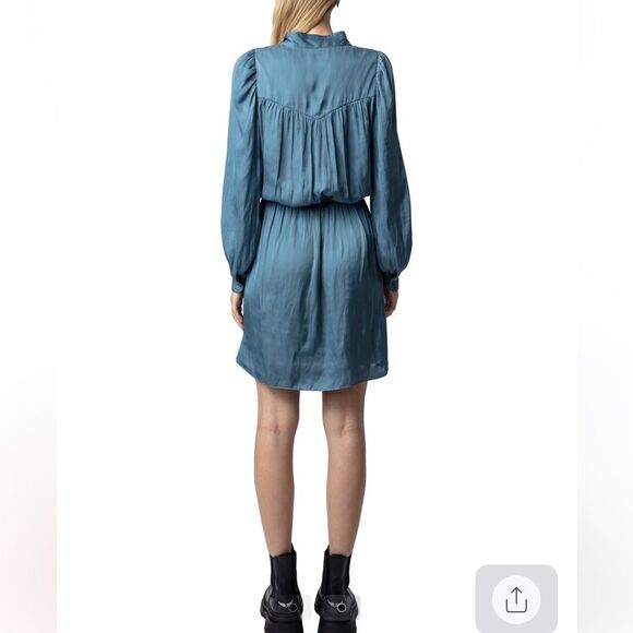 $448 Zadig & Voltaire Remember Mini Wrap Dress In Peacock NWT - Picture 3 of 7